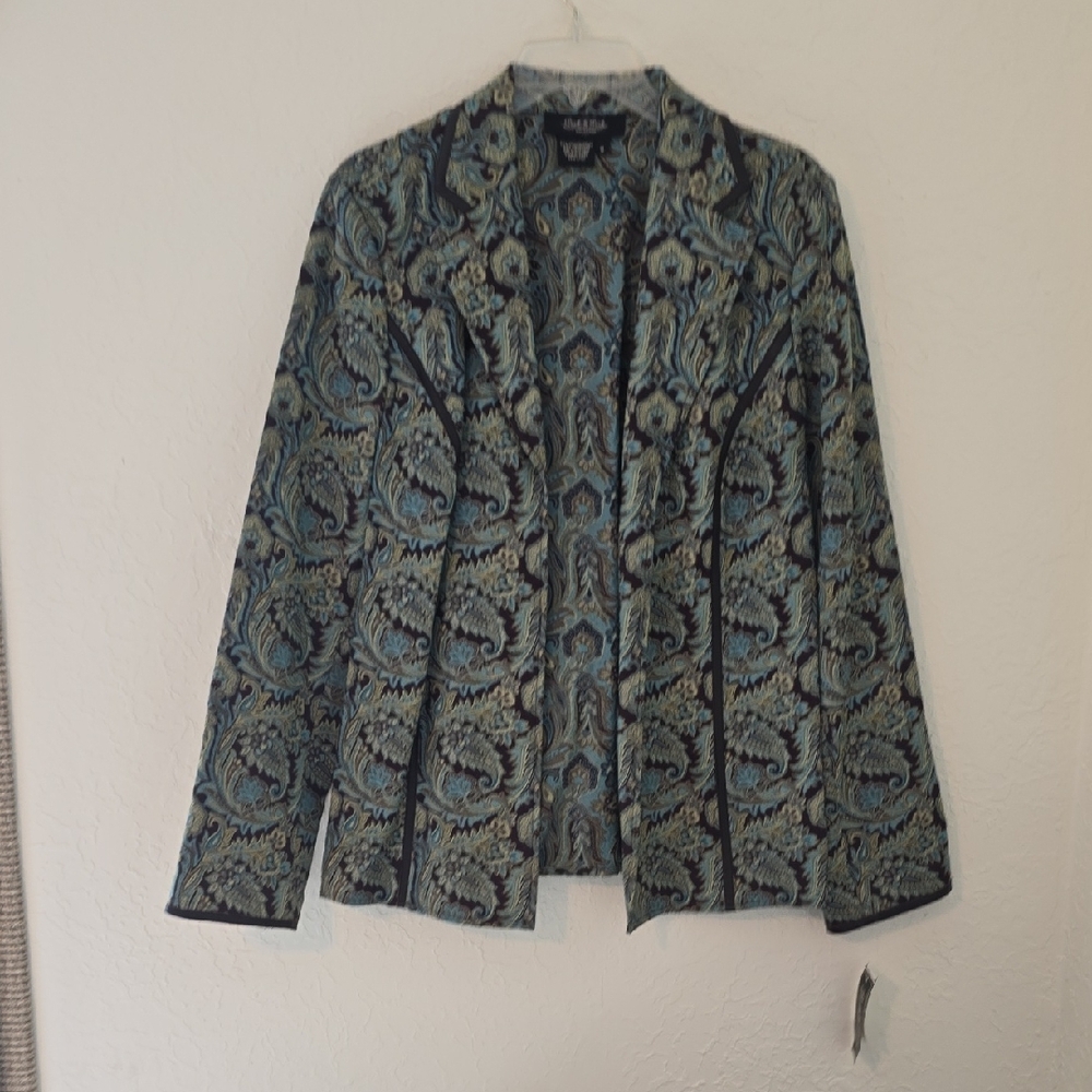 Peck & Peck Blue and Black Paisley Blazer